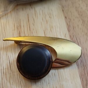 Gold and Wood Brooch